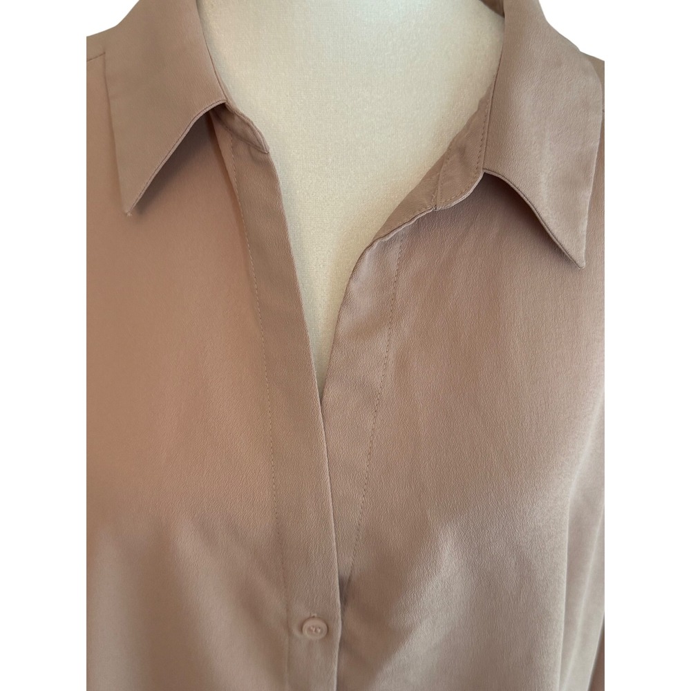 HM Womens XXL Mauve Tan Button Down Blouse Long Sleeve Collared Shirt 0762846 2 - Picture 5 of 5